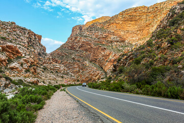 The narrow road through the scenic mountain defile of Meiringspoort in South Africa