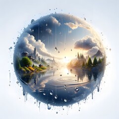 A rain water drops isolated on white background