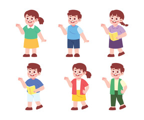 Happy Children Explaining Something Illustration