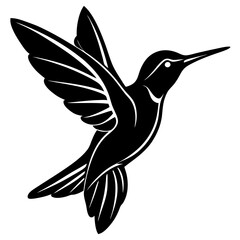 Obraz premium Humming Bird Flying silhouette vector black outline 