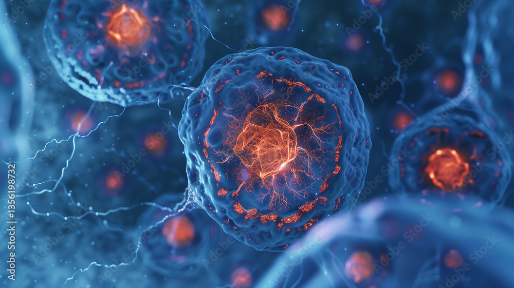Leinwandbilder this visual of cells undergoing genetic modifications for youth extension using advanced techniques.