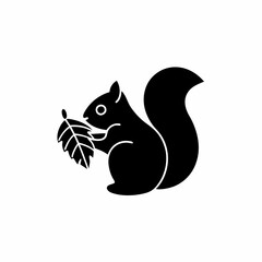 creative details Squirrel Holding a Leaf Icon vector illustration