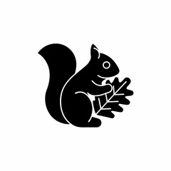 creative details Squirrel Holding a Leaf Icon vector illustration