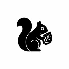 creative details Squirrel Holding a Leaf Icon vector illustration