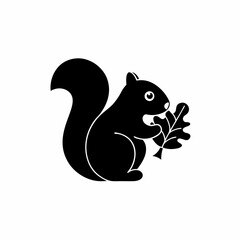 creative details Squirrel Holding a Leaf Icon vector illustration