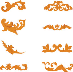 A collection of swirl baroque vintage ornaments, featuring elegant curves, for antique-style designs, luxury branding, invitations, and ornamental projects.