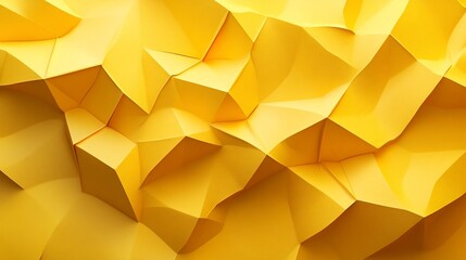 Abstract Yellow Origami Texture with Geometric Folds and Shadows Design