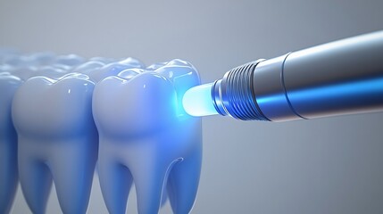 Dental laser treatment for healthy enamel and overall mouth hygiene concept