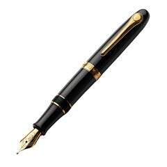 Elegant Black and Gold Fountain Pen Luxury Writing Instrument Close up Studio Shot