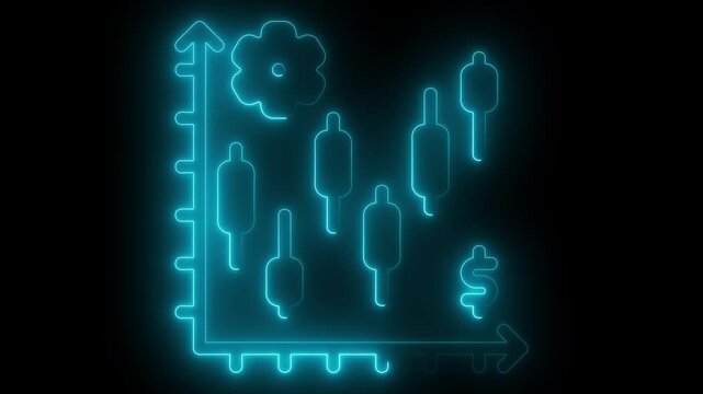 Glowing Neon Forex Icon, Foreign Exchange Market Symbol, 4k Motion Graphic Video on Black Background