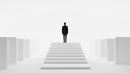 Man stands at the top of stairs
