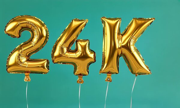 Shiny 24k gold foil balloons swaying subtly against a bright green backdrop, perfect for motion graphics, overlays, and celebratory visuals