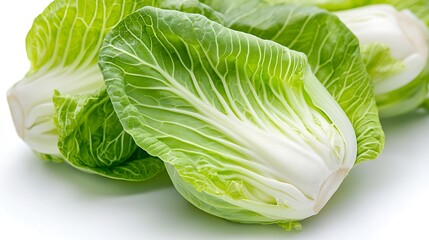 Close up of fresh Chinese cabbage leaves with intricate details