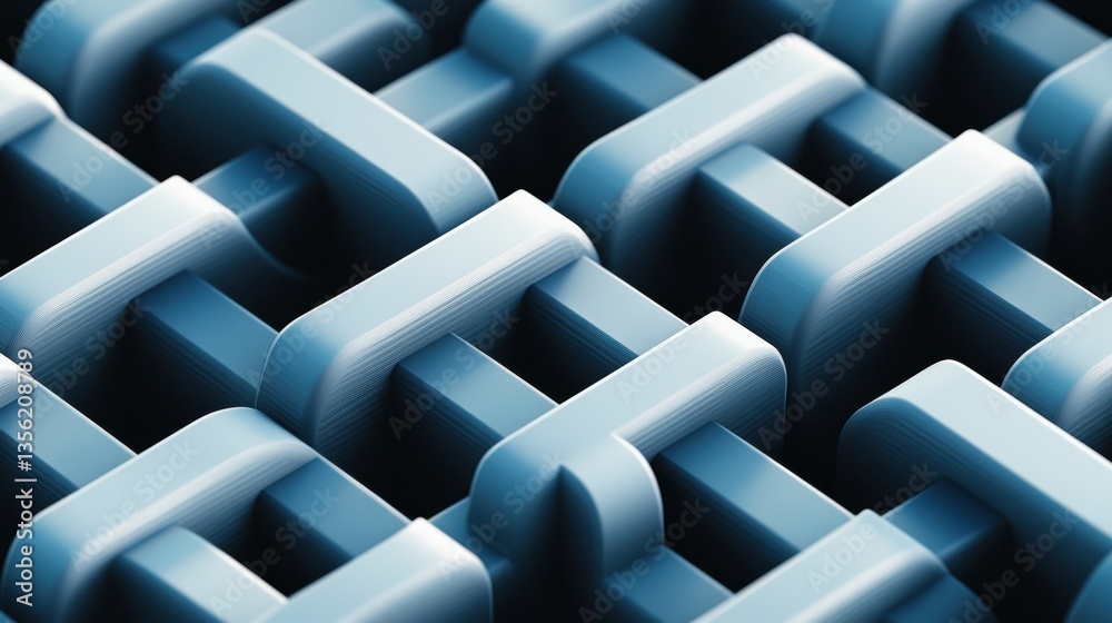 Wall mural abstract background of interconnected blue shapes forming a textured pattern ideal for modern design
