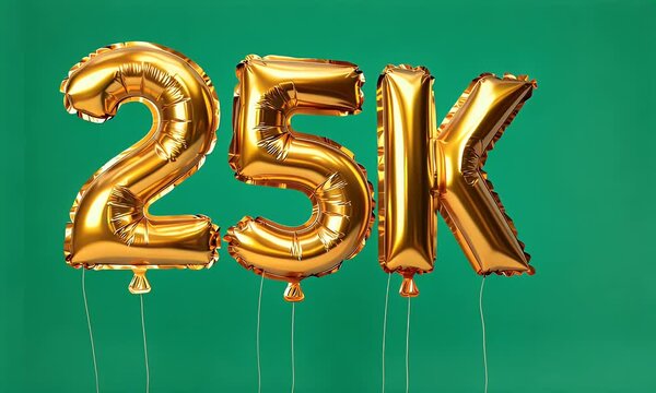 Shimmering 25k gold foil balloons gently swaying against a bright green backdrop, ideal for motion graphics, overlays, and celebratory video projects
