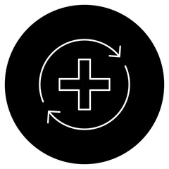 Circular arrow with medical cross Icon, Sustainable Healthcare Cycle, Regenerative Medical Solutions