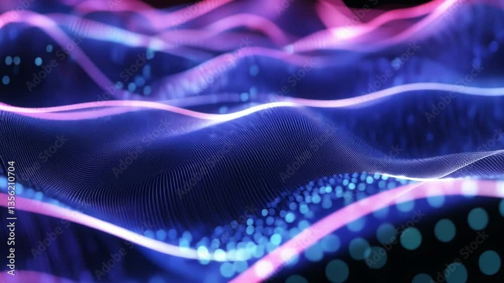Poster abstract flow: a vibrant and dynamic abstract background featuring flowing waves and particles in sh