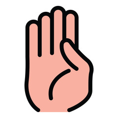 Mudra icon flat line style illustration representing symbolic hand gestures used in meditation, yoga, and spiritual practices, suitable for wellness, mindfulness, and cultural symbolism.