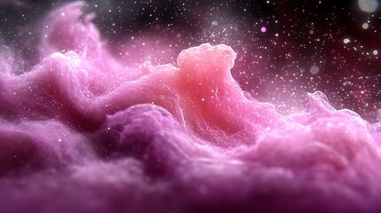 Fototapeta premium Majestic pink and purple clouds with sparkling stardust elements