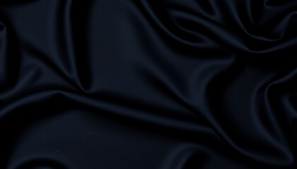 Obraz premium Luxurious dark blue fabric with smooth texture, showcasing elegant folds and drapes. This captivating backdrop is perfect for various design projects, evoking sense of sophistication and depth