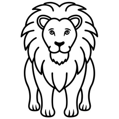 Fototapeta premium lion silhouette vector black outline, white background. simple lines, no facial details