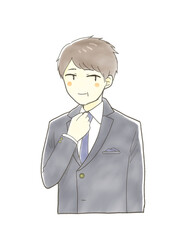 おめかしをして微笑むミドル男性