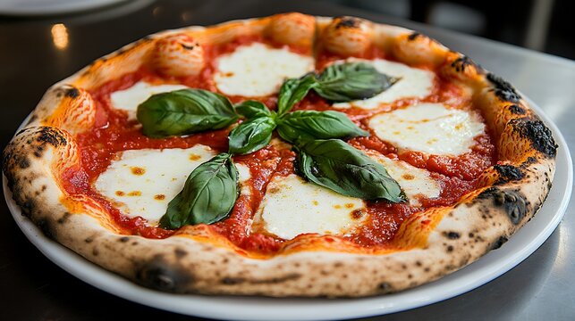 sliced margherita pizza topped with mozzarella and fresh basil leaves