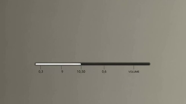 Volume slider transition from max to min level in minimalist grey interface