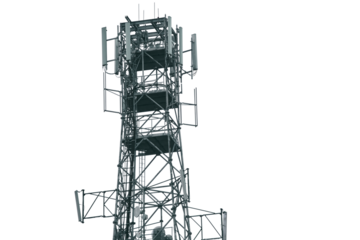 Mobile network tower with cables and antennas