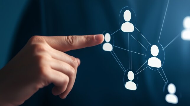 Concept of digital hiring process with a high-tech interface displaying multiple candidate profiles, modern HR recruitment analytics