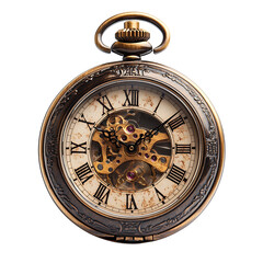 Antique Skeleton Pocket Watch Vintage Timepiece Ornate Design Mechanical Gear Clock