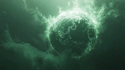 Earth globe, abstract art, dark sky