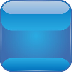 glossy blue square button icon for mobile app 3d editable vector illustration