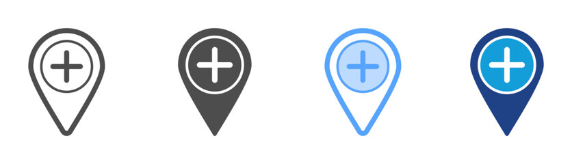 Fototapeta premium Add Location Icon Set Multiple Style Collection