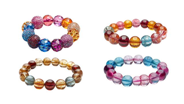 Set of beautiful and elegance gem bracelet isolated on transparent background.