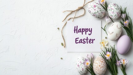 Colorful Easter eggs decorated with flowers and a message, perfect for spring celebrations and festive decorations.