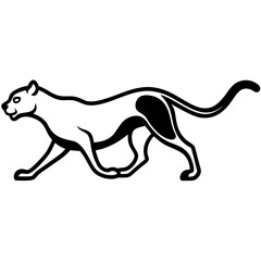 Obraz premium Running Cheetah silhouette vector black outline, white background