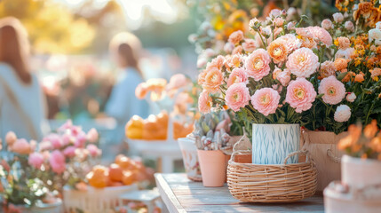 Floral Still Life: Ranunculus Blossoms in Pastel Hues, a Celebration of Spring & Beauty, Perfect for Home Decor, Greeting Cards and Floral Arrangements.