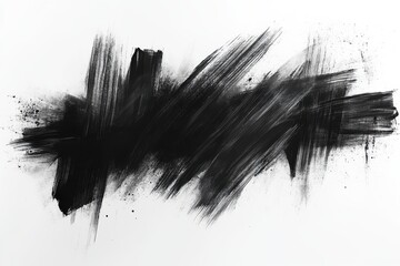 Fototapeta premium Abstract black brush strokes create a striking contrast on white background