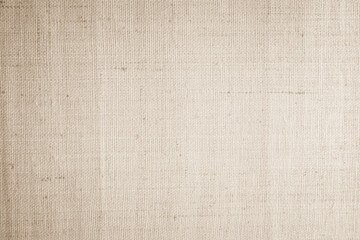 Brown sackcloth woven texture background in natural pattern. Jute hessian burlap, linen background in light beige cream color blank. Weaving canvas fiber line cotton cloth textured as organic.