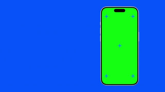Realistic phone frame animates onto the screen. Smartphone Iphone mock up concept graphic template. Phone slides in from the right of screen.