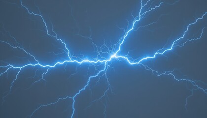 Striking Lightning Bolt Illustration with Electric Blue Energy Against Dark Sky