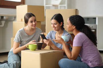 Three roommates drinking and planning house renovation