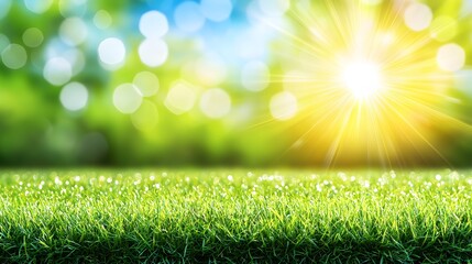 Obraz premium Vibrant Sunlight Illuminating Lush Green Grass In A Peaceful Outdoor Environment