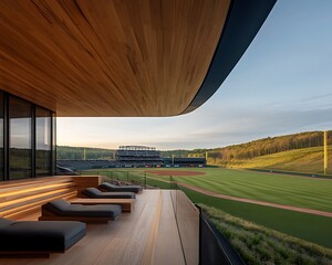 Luxury Lounge Overlooking Baseball Field.
