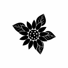 creative details Sunflower with Leaves Icon vector illustration