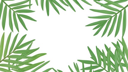Fototapeta premium Lush Green Tropical Leaves Forming a Decorative Frame on a Blank White Background