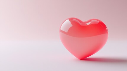 Red heart object on soft pink background