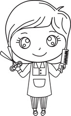 Cute Cartoon Hairdresser Character