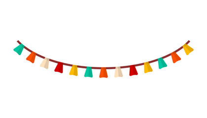 Colorful festive flag garland. Vector pennant isolated on white background. Hanging summer party garland for kids.